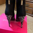 Shoedazzle Heeled Snake Print Suede Booties Photo 1