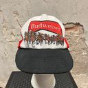 Budweiser Vintage 1980s  Clydesdales Puff Paint Graphic Snapback Hat USA Made Photo 0