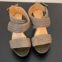 Nine West  Womens Marlon Platform Heels Wedge Woven Sandals Olive Green Size 6.5 Photo 1