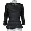 Natori josie  black lace long sleeve top Size M Photo 2