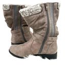 Torrid NWOB‎  size 8 zip up mid calf boots taupe wide calf double buckle moto Photo 3