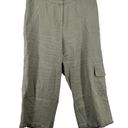 J.Jill  Womens Pants Sz M Petite Sage Green 100% Linen Ruffle Hem Cottage Cropped Photo 0