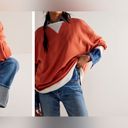 Free People NWOT We The  Classic Crew Colorblock Sweatshirt - Red Mango Combo - S Photo 3