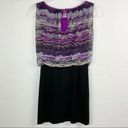 Cache  Black Multi Color Patterned Mesh Layered Sleeveless Blouson Dress 0 Photo 6