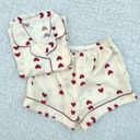 Cream and Red Heart Print Pajamas Multiple Size M Photo 0