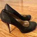 DKNY  VINTAGE RARE  Black Leather & Gold Studded Heels Women's Size 8 Photo 1