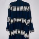 Nine West Large open front cardigan sweater jacket pockets  blue black sweater Photo 1