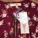 Wishful park  NWT cranberry color floral zip up top Photo 2