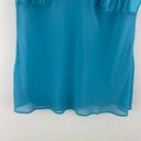 Delicates Vintage Blue Satin V Neck Lace Flowy Sheer Lingerie Slip Tank Top Photo 3