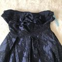 Antonio Melani  Strapless Cocktail Dress Midi Embroidered Navy Blue Size 4 New Photo 3