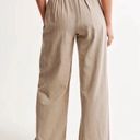 Abercrombie & Fitch Large Linen Ultra Wide Leg Pants Beige Tan Sand Elastic Photo 1