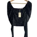 Ramy Brook New!  Black Sequin Hazel Long Sleeve Puff-Sleeve Top Photo 3