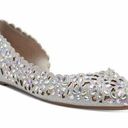 INC  Mabley Silver Rhinestone Floral Flats 8M Photo 0