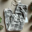 Aerie  Grey Plaid Fleece Joggers NWT Small Cozy Comfy Loungewear Photo 0