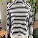 Ralph Lauren Lauren  White & Black Stripe Pullover Snap Neck Hoodie Photo 0