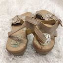 Born concept BOC  Leather Floral Ankle Strap Sandals Gold 8 Photo 2