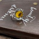 Daisy Handcrafted Women’s Yellow  Flower Glass Cabochon Stainless Steel Ring Photo 5