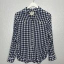 Denim & Supply Ralph Lauren  Women M Blue White Gingham Plaid Shirt Long Sleeve Photo 0