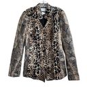 Tracy Reese  Animal Print Blazer Jacket Scuba Stretch Size L Snakeskin‎ Cheetah Photo 0