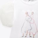 ZARA NEW  Printed Tshirt Puff Sleeves size M White Photo 4