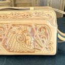 Vintage Tooled Leather Shoulder Bag Native American Wolf Chief Purse Handbag Tan Photo 0