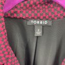 Torrid  Womens Moto Jacket Blazer Checkered Zip Up Long Sleeve hot pink Black Siz Photo 14