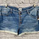 Ava & Viv  Shorts Mid Rise Midi Blue Denim 5 Pockets Button Fly Stretch 26W Photo 0