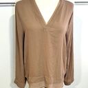 Ro & De  Size L Women's Taupe Long Sleeve V Neck Top Photo 0