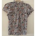 Roommates  Floral Petal Sleeve Cinched High Collar Blouse Top Women's Sz S Photo 0