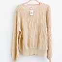 &merci Boutique Cream Textured Stripe Balloon Sleeve Sweater Photo 0