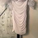 gorgeous white ruched dress w/ tulle arms Size L Photo 1