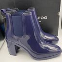 London Fog  blue glossy patent leather heeled rain boots women Size 9 Photo 9