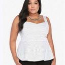 Torrid  Foil White Polka Dot Peplum Top Size 2x Retro Pin zip Photo 0