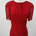 Oleg Cassini Vintage  Beaded Silk Mini Dress Short Sleeves Cocktail Red Womens 6 Photo 2