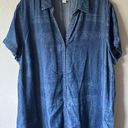 J.Jill  blue paisley print button up denim shirt dress  Photo 2