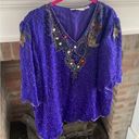 Scala VINTAGE 1980’s  Beaded Sequined Evening Blouse XL w/shoulder pads Photo 0