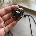 Victorian Black Heart Filigree Charm Necklace Whimsygoth Goth Emo Photo 1