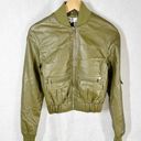 House Of CB  London Olive Green Faux Vegan Leather Bomber
Jacket Size XS Photo 0