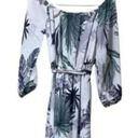 Sans Souci NWT Tropical Palm Print Off Shoulder Maxi Dress 3/4 Sleeve Tie Elastic Waist S Photo 7