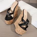 Anthropologie WEDGE HEEL SHOES SANDLE PLATEFORM CORK WOOD LEATHER STRAP NO ANKLE BOHO CHIC Photo 8