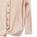 Wishlist  Waffle Knit Oversized Cream Tie Front Button Up Top Photo 4