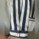 Nanette Lepore  Navy White Striped Denim Jeans Crop Jacket Contemporary Chic S Photo 5