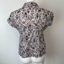 Rachel Zoe NEW  Cream Pink Floral 100% Peplum Cropped Short Sleeve Button Down Photo 6