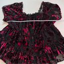 Torrid  Black Pink Floral Burnout Velvet Puff Sleeve Tiered‎ Babydoll Top 3X Photo 7