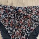 Chelsea and Violet  High Waist Front Tie Black Floral Bikini Swim Bottoms Large Photo 3