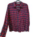 Paper Crane Ethereal  Western Plaid Shirt Womens Size M Button Down Top Red Blue Photo 1