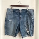 Lane Bryant  Womens Shorts Blue Denim Boyfriend Bermuda Distresses Plus Size 18 Photo 0