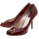 Christian Dior Dior Red Patent Leather Cannage Quilt Peep Toe Pumps Metal Logo Size 38.5/8.5 US Photo 0