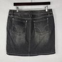 White House | Black Market  Womens Skirt Size 10 Black Denim Mini Faded Button Zip Photo 7