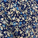 L.L.Bean  popover blouse blue tan floral roll sleeve Size Small Photo 1